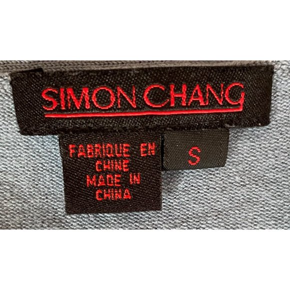 Simon Chang V-Neck Knit Sweater 3/4 Ruching Sleeve Blue Size Small - Picture 6 of 8